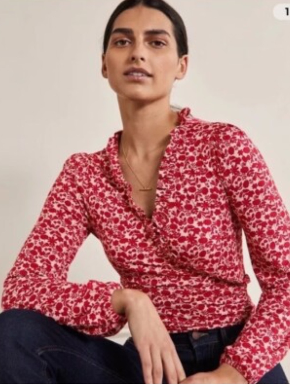 BODEN Winterberry Flora Bloom Fixed Wrap Jersey Top Size 2